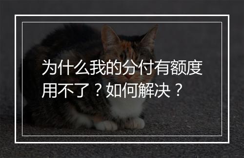 为什么我的分付有额度用不了？如何解决？