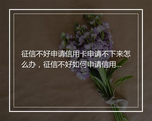征信不好申请信用卡申请不下来怎么办，征信不好如何申请信用卡