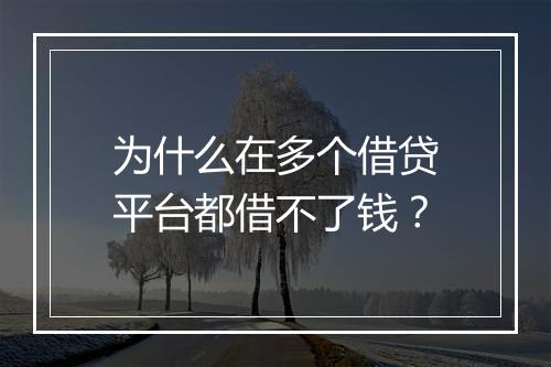 为什么在多个借贷平台都借不了钱？