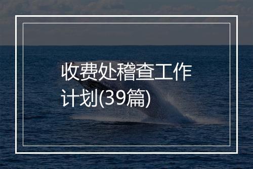 收费处稽查工作计划(39篇)