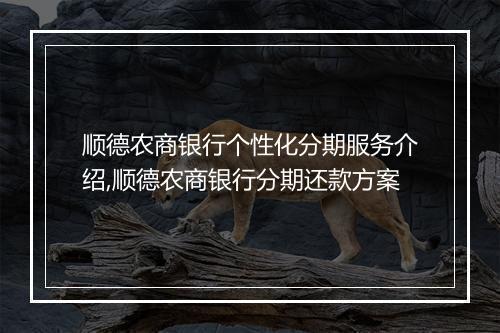 顺德农商银行个性化分期服务介绍,顺德农商银行分期还款方案