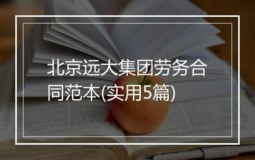北京远大集团劳务合同范本(实用5篇)
