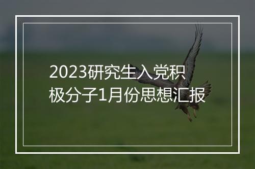 2023研究生入党积极分子1月份思想汇报