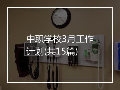 中职学校3月工作计划(共15篇)