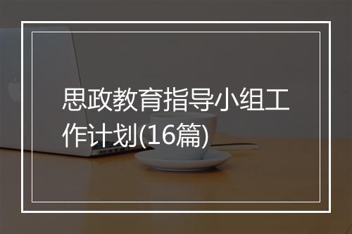 思政教育指导小组工作计划(16篇)