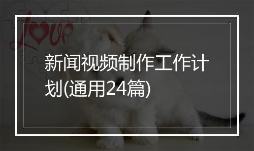 新闻视频制作工作计划(通用24篇)