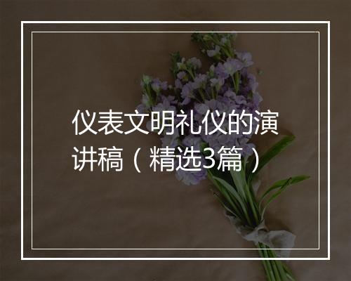 仪表文明礼仪的演讲稿（精选3篇）