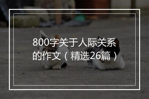 800字关于人际关系的作文（精选26篇）