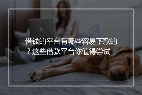 借钱的平台有哪些容易下款的？这些借款平台你值得尝试