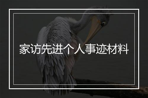 家访先进个人事迹材料