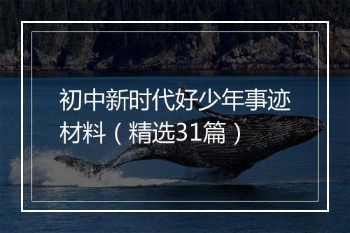 初中新时代好少年事迹材料（精选31篇）