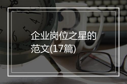 企业岗位之星的范文(17篇)