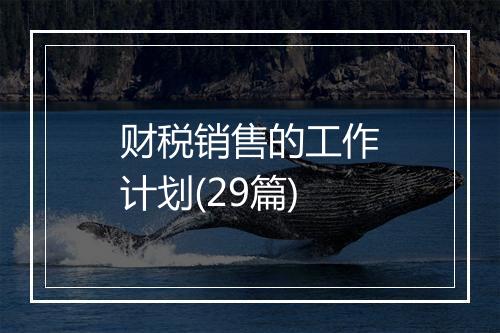 财税销售的工作计划(29篇)