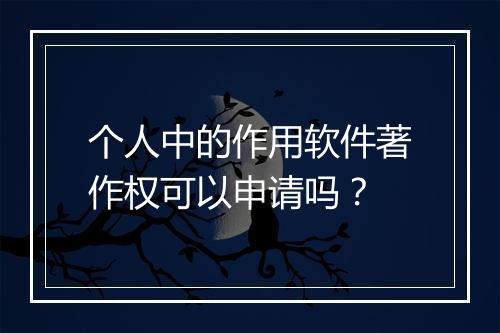 个人中的作用软件著作权可以申请吗？