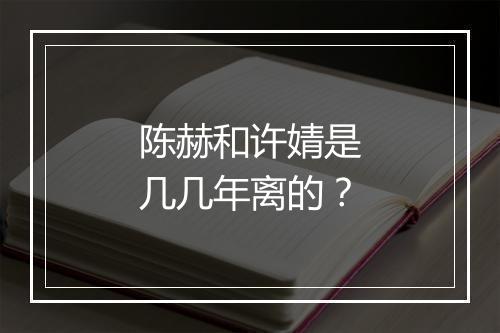 陈赫和许婧是几几年离的？