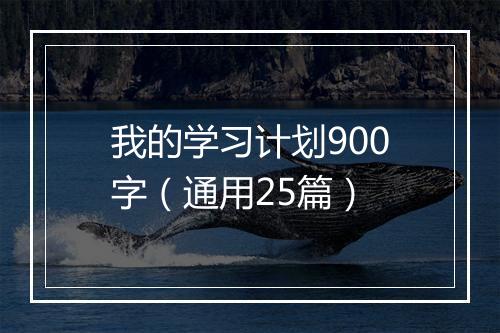 我的学习计划900字（通用25篇）