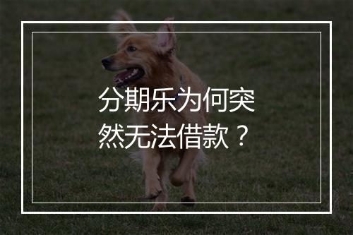 分期乐为何突然无法借款？