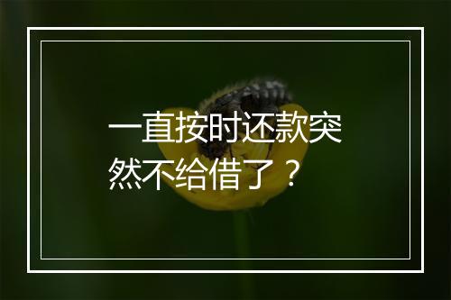 一直按时还款突然不给借了？