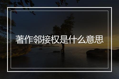 著作邻接权是什么意思