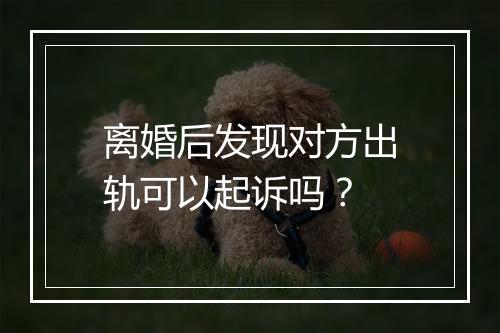 离婚后发现对方出轨可以起诉吗？