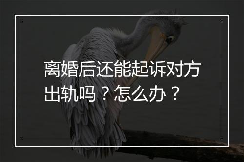 离婚后还能起诉对方出轨吗？怎么办？