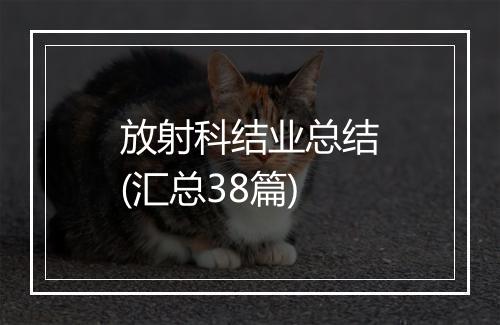 放射科结业总结(汇总38篇)