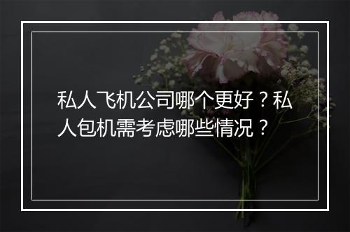 私人飞机公司哪个更好？私人包机需考虑哪些情况？