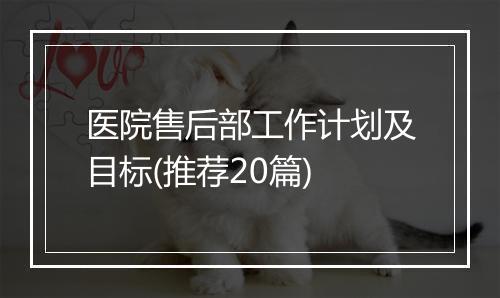 医院售后部工作计划及目标(推荐20篇)