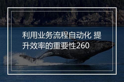 利用业务流程自动化 提升效率的重要性260