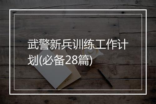 武警新兵训练工作计划(必备28篇)