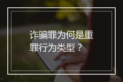 诈骗罪为何是重罪行为类型？