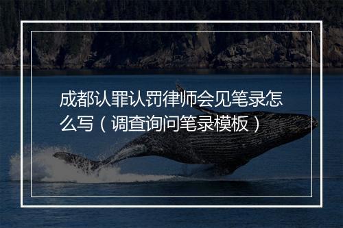 成都认罪认罚律师会见笔录怎么写（调查询问笔录模板）
