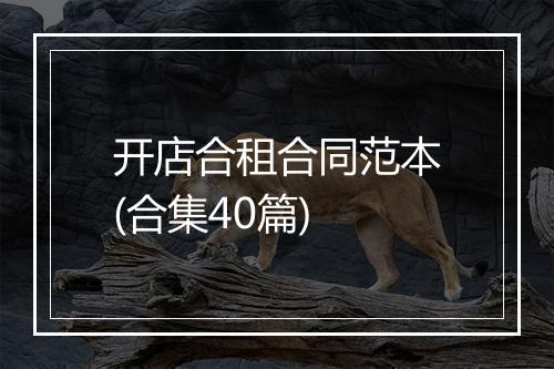 开店合租合同范本(合集40篇)