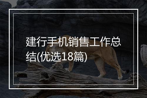 建行手机销售工作总结(优选18篇)