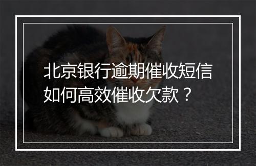 北京银行逾期催收短信如何高效催收欠款？