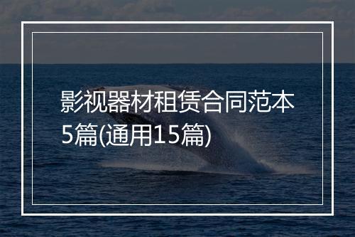 影视器材租赁合同范本5篇(通用15篇)