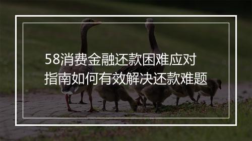 58消费金融还款困难应对指南如何有效解决还款难题
