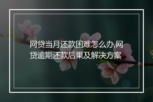 网贷当月还款困难怎么办,网贷逾期还款后果及解决方案