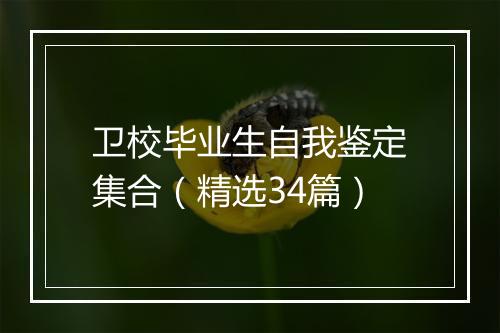 卫校毕业生自我鉴定集合（精选34篇）
