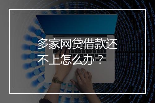 多家网贷借款还不上怎么办？