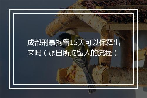 成都刑事拘留15天可以保释出来吗（派出所拘留人的流程）