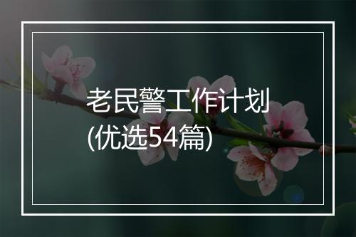 老民警工作计划(优选54篇)