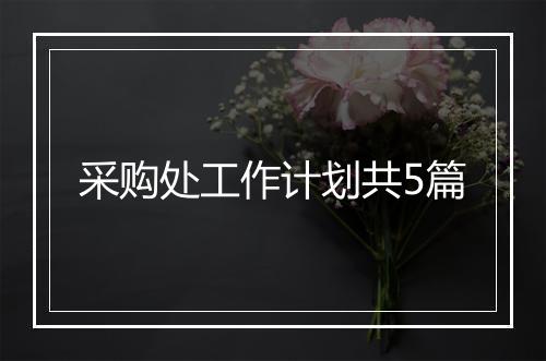 采购处工作计划共5篇