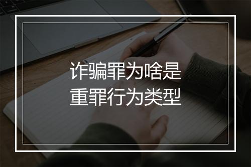 诈骗罪为啥是重罪行为类型
