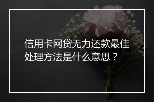 信用卡网贷无力还款最佳处理方法是什么意思？