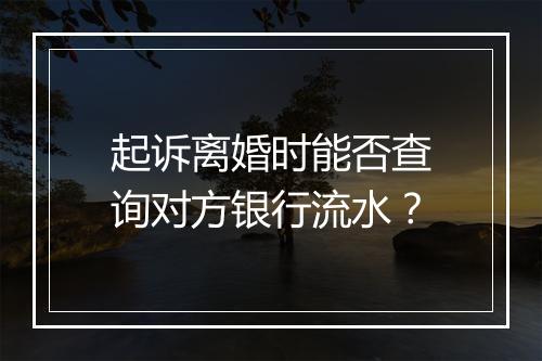 起诉离婚时能否查询对方银行流水？