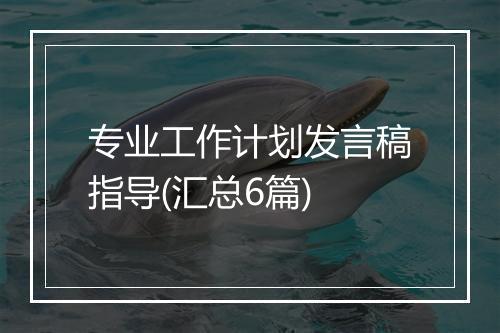 专业工作计划发言稿指导(汇总6篇)