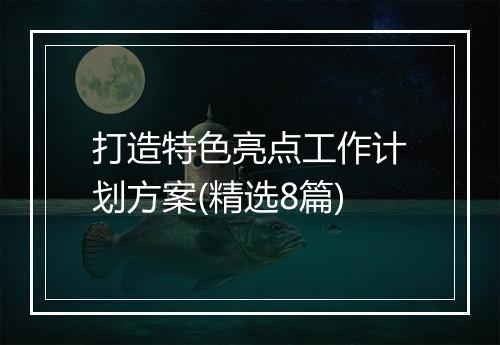 打造特色亮点工作计划方案(精选8篇)