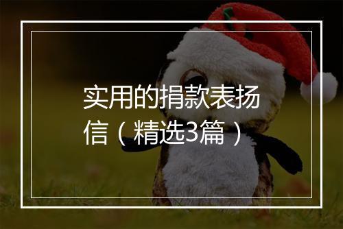 实用的捐款表扬信（精选3篇）