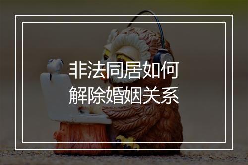 非法同居如何解除婚姻关系